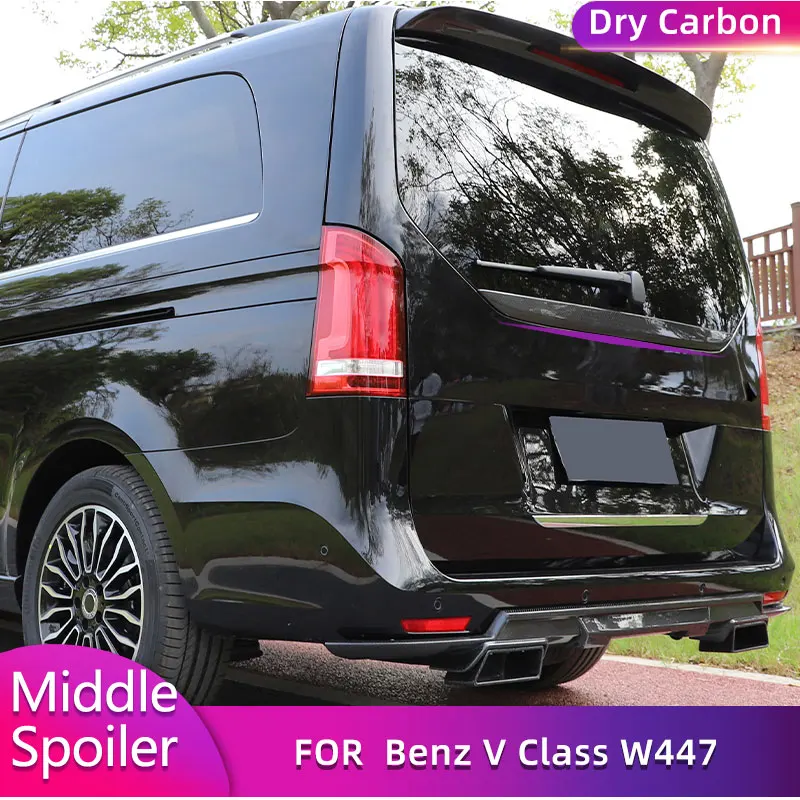 Rear Middle Spoiler Wing for Mercedes-Benz V Class W447 V250 V220 2018 2019 Rear Trunk Boot Lip Window Wing Spoiler Dry Carbon