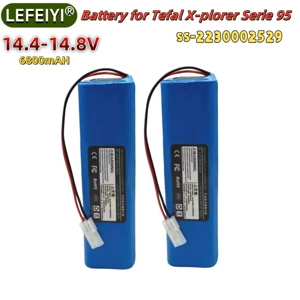 New 14.4V/14.8V New 6800mAh Battery for Tefal Explorer 95 Robot Vacuum Cleaner INR18650 M26-4S2P SS2230002529