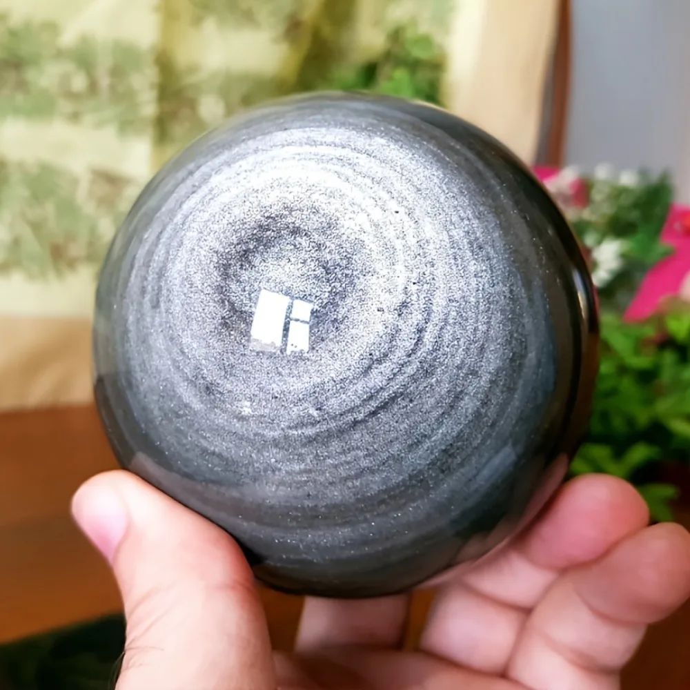 0.591-2.36Inch Natural Silvery Obsidian Ball Hand Polished Round Crystal Decoration Therapy Divination Altar Witchcraft Sphere