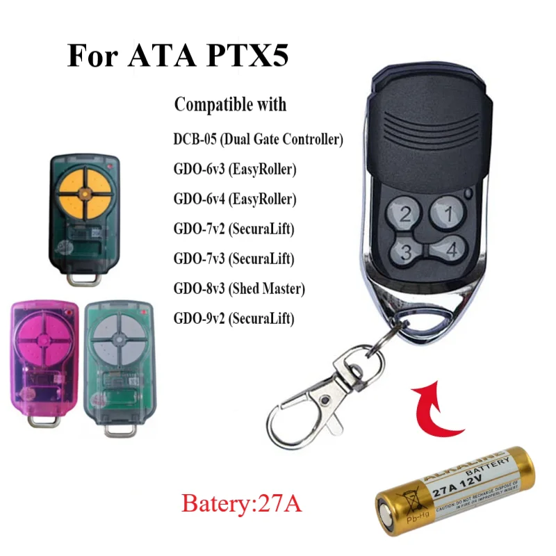 ATA PTX5 PTX5v1 PTX5v2 PTX2 PTX2v1 PTX2v2 TrioCode Garage Door Opener Remote Control 433.92MHz Hand Transmitter