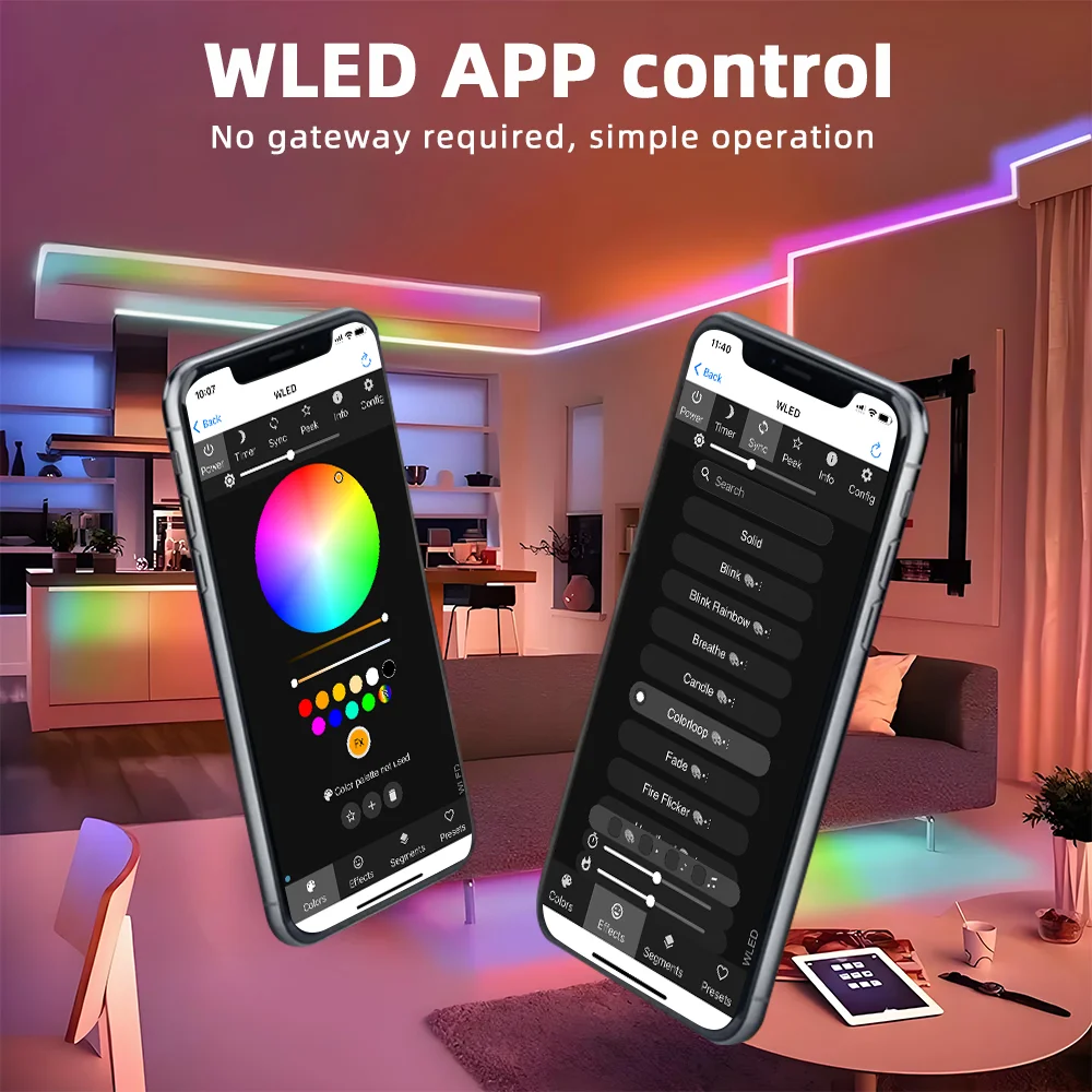 وحدة تحكم PD Power Fast Setup DOMRAEM ESP32 WLED مع ميكروفون مزدوج 5-24 فولت، مصهر 16 أمبير لـ WS2811 WS2812B WS2805 SK6812 APA102