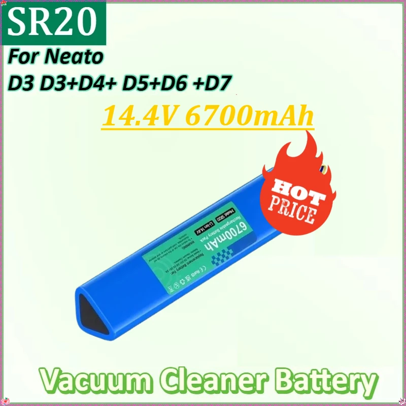 

For Neato Robot Vacuum Cleaner D3 D3+D4+ D5+D6 +D7 Batteries New SR20 14.4V 6700mAh Li-ion Rechargeable Battery
