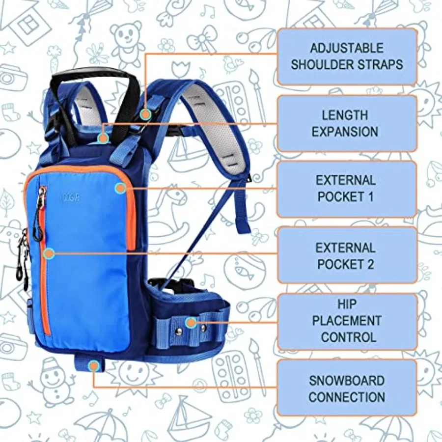 حزام QOGIR للتزلج والتزلج على الجليد + حزام حامل التزلج والقطب: تعلم التزلج بأمان وتعلم طفلك التحكم في سرعة التزلج