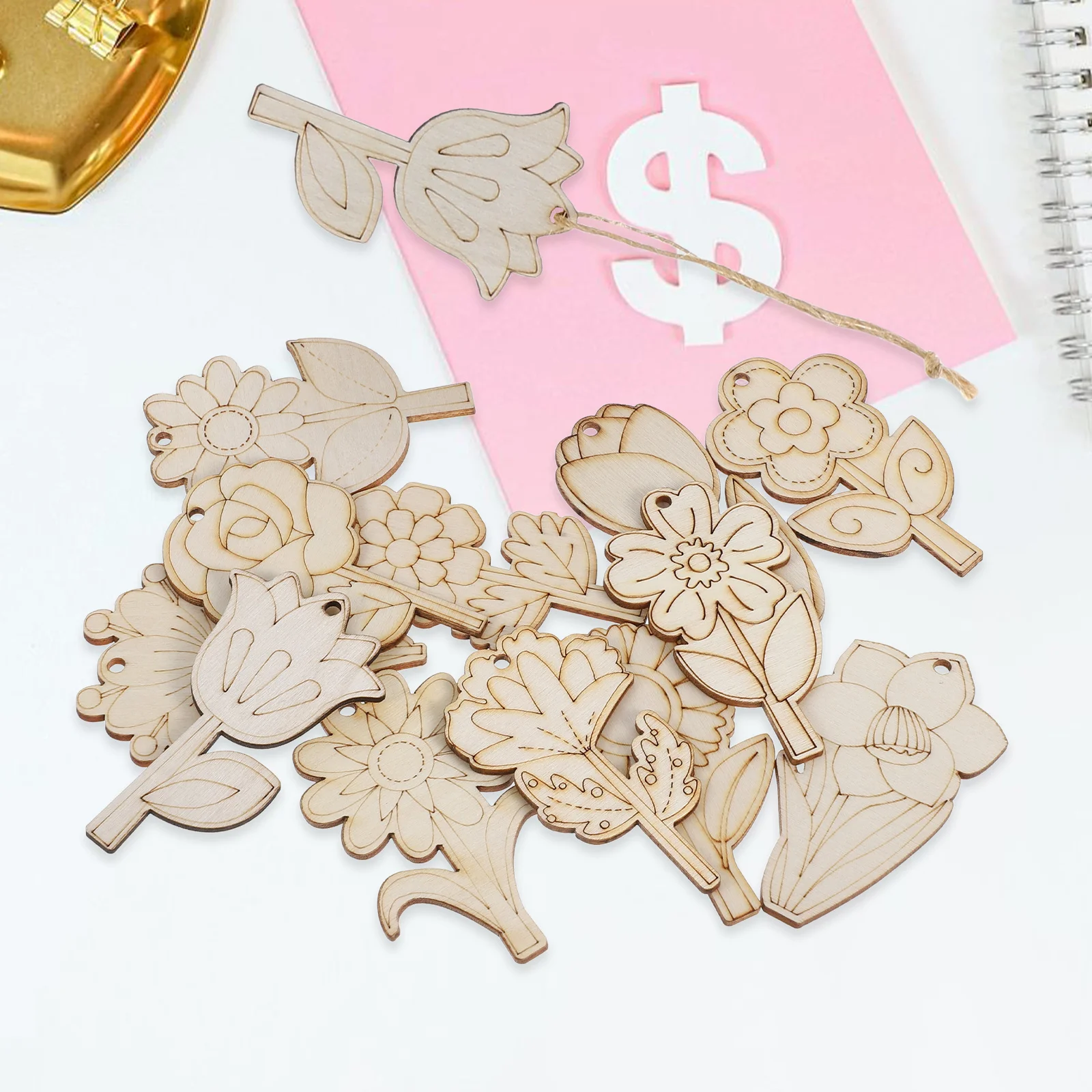 

1Set Flower DIY Crafts Wooden Cutouts Unfinished Painting Craft Decor for Party Home Wall Ornament Wooden Flower