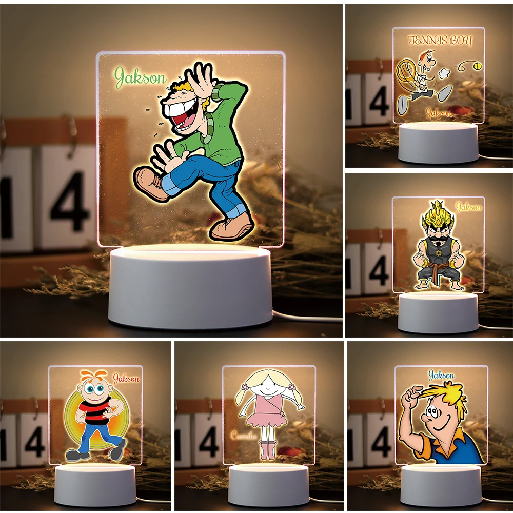 Personalizado Anime Comics LED Night Light para crianças, nome personalizado, acrílico, casa, feriado, presente de aniversário para crianças, meninos, meninas