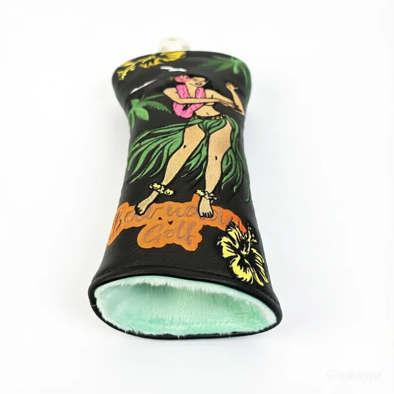 Golf Driver Fairway Wood Hybrid Wood Head Covers High-Quality PU Embroidery Grass Skirt hula dance Design,  Golf Head Cover view 3
