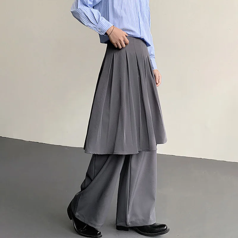 Luzhen saia decorar falso design de duas peças calças casuais dos homens cor sólida alta qualidade elegante bonito 2025 novas calças jy3418