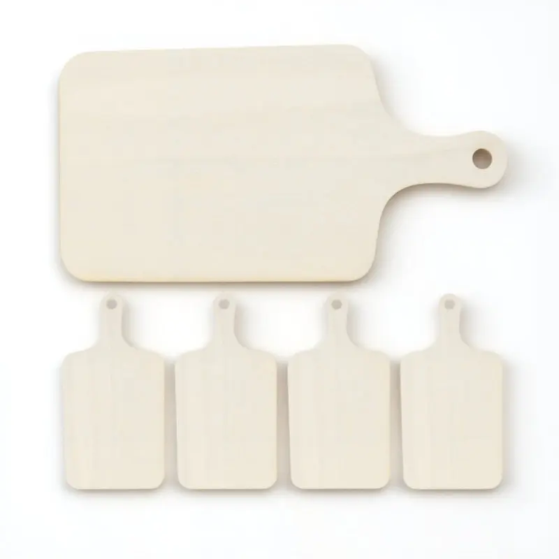 5Pcs Wooden Mini Bread Boards Non-Slip Cutting Boards Bread Serving Tray Fruit Plates Household Kitchen Accessories