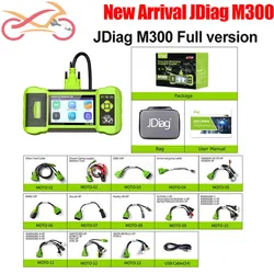 JDiag M300 Full OBD2 Diagnostic Scanner Tools Kit Clear Fault Code Print Heavy Duty Motorcycle for Honda Yamaha W/Adapter Cables