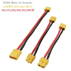 1Pcs XT60 XT-60 Male Plug to Female Jack RC Lipo Battery Charge Connector Extension Cable 10/30/40/50CM 14AWG Silicone Wire