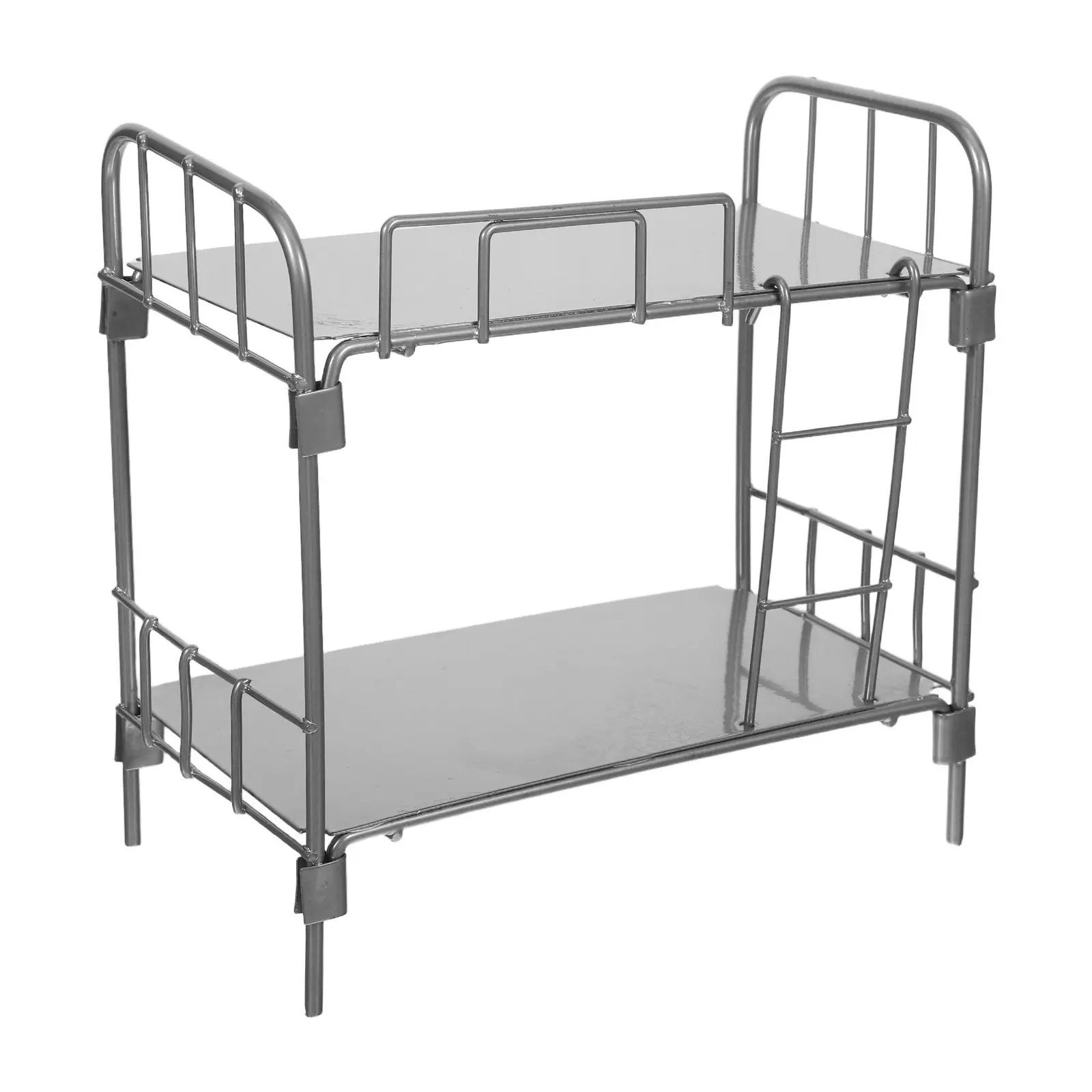 

Miniature Bunk Bed Dollhouse Accessories Realistic Dorm Style Stackable Bed Silver Mini Furniture Bedroom Decoration