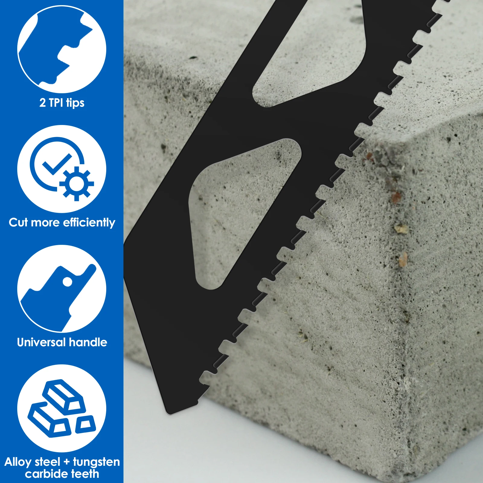 2Pcs Reciprocating Saw Blade Set 12/18inch Carbide Cutting Recip Sabre Saw Blade Demolition Masonry Saw Blade 2TPI for Drywall