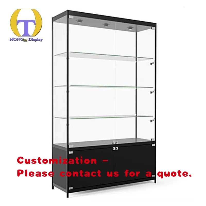 

Витрина из закаленного стекла с LED-подсветкой и полным обзором, для оптики, усиленная конструкция
