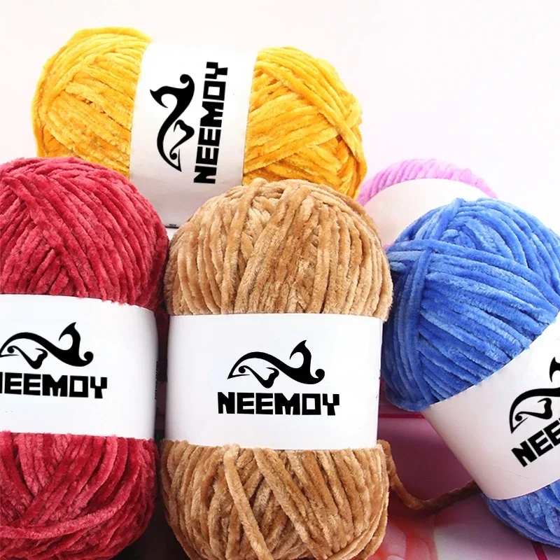 100g Silk Cotton Blended Yarn for Hand Knitting Soft Sweater Scarf Chenille Yarn Crochet 4.5mm Newest NEEMOY