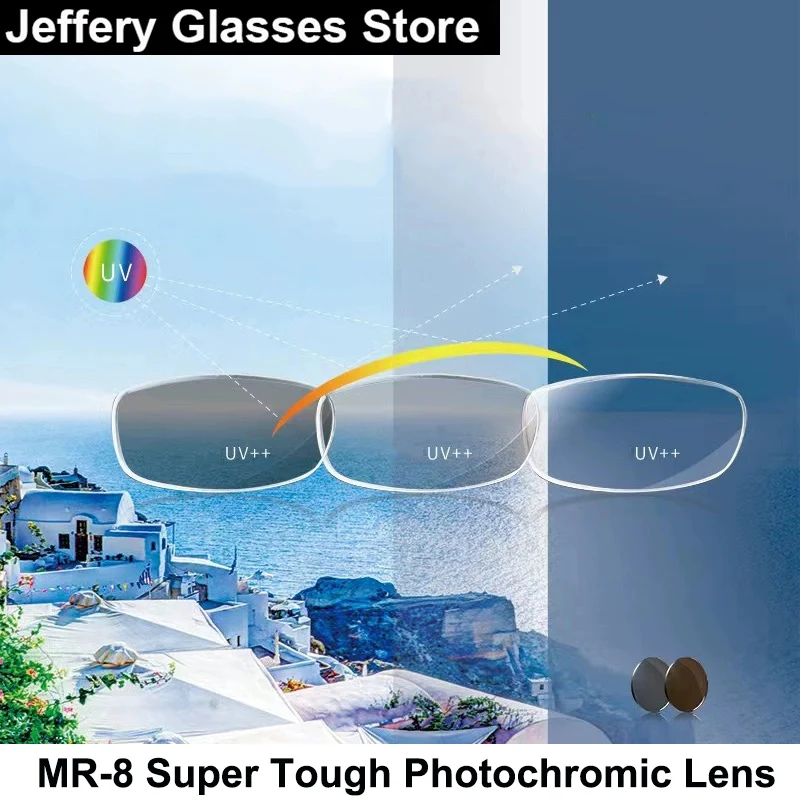 

Photochromic Optical Lenses 1.61 1.67 1.74 MR-8 Super Tough Aspheric Discoloration UV Protection Ultra Thin Prescription Lens