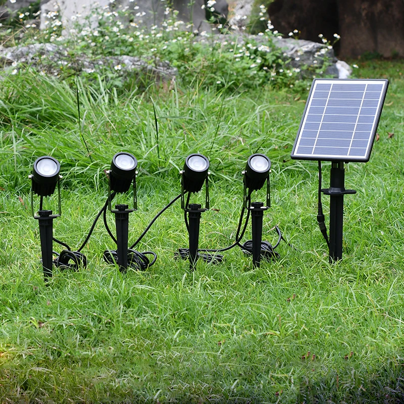 

Solar Powered Spotlight 4 Warm White Lights Solar Panel Outdoor Lighting Landscape Yard Garden Tree Separately Colored Lamp