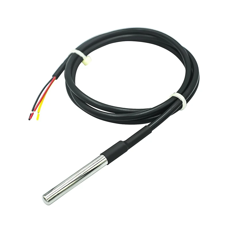 1~100Pcs DS18B20 Temperature Sensor Digital Heat Probe Sensor Stainless Steel Waterproof Temperature Probe 1/2/3/5M 2.54mm-3P