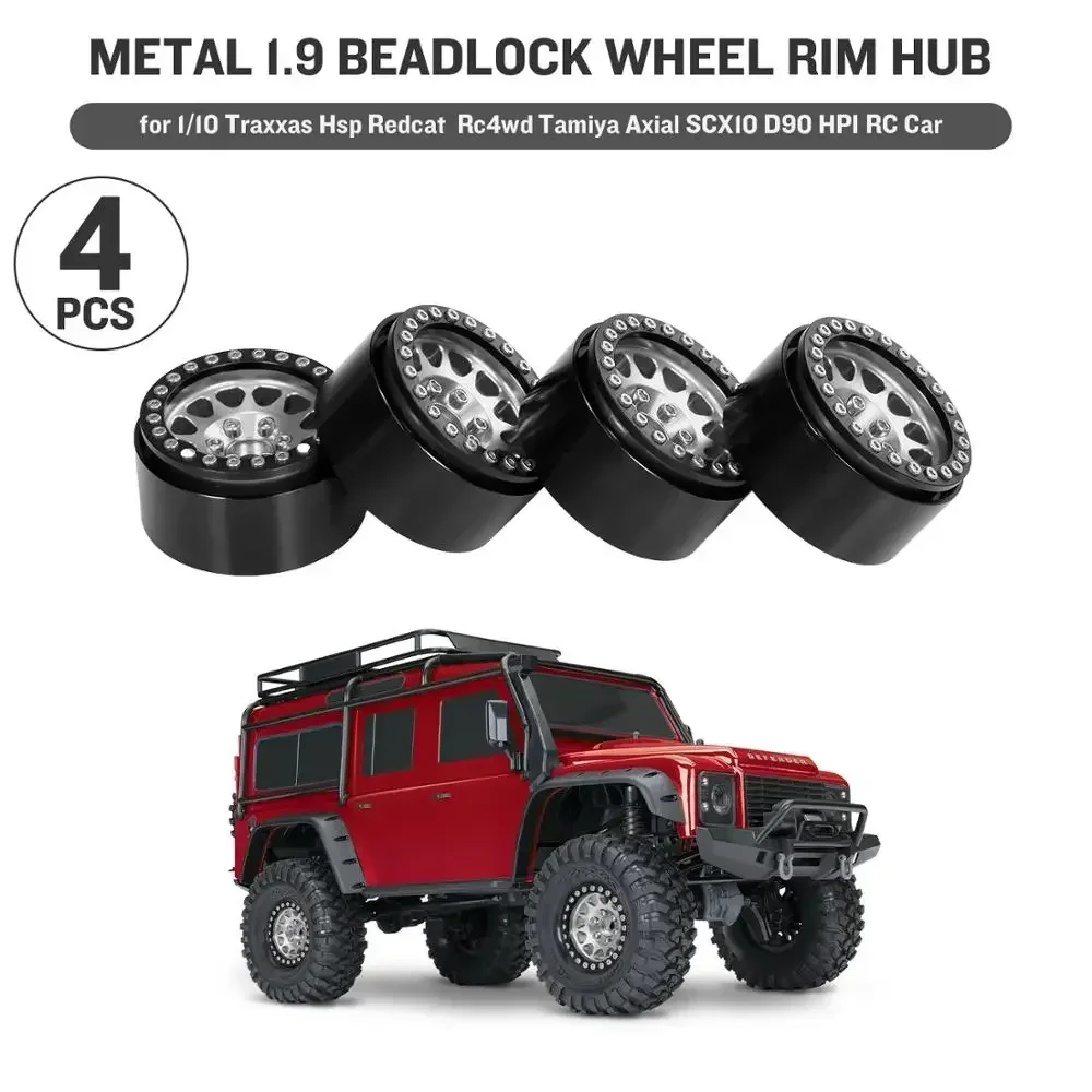 4 pçs metal 1.9 beadlock roda aro hub para 1/10 trxs hsp redcat rc4wd tamiya axial scx10 d90 hpi rc carro peça de reposição