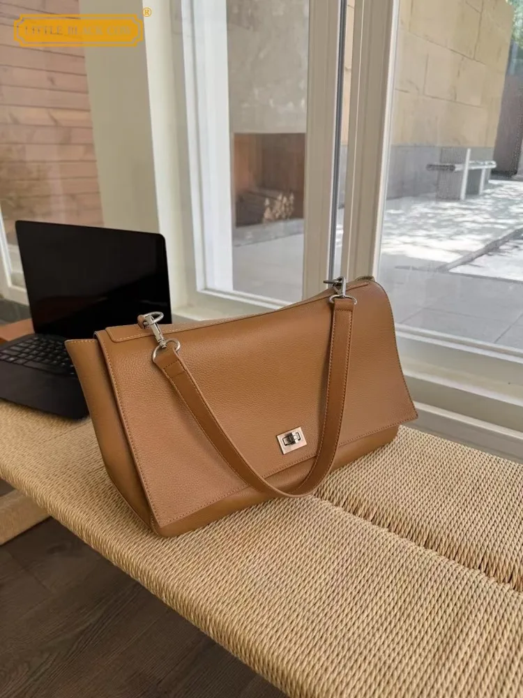 

Casual Women Cowskin Genuine Leather Solid Color Latch Flip Cover Single Shoulder Bag Female Messenger Bags Versatile Handbag