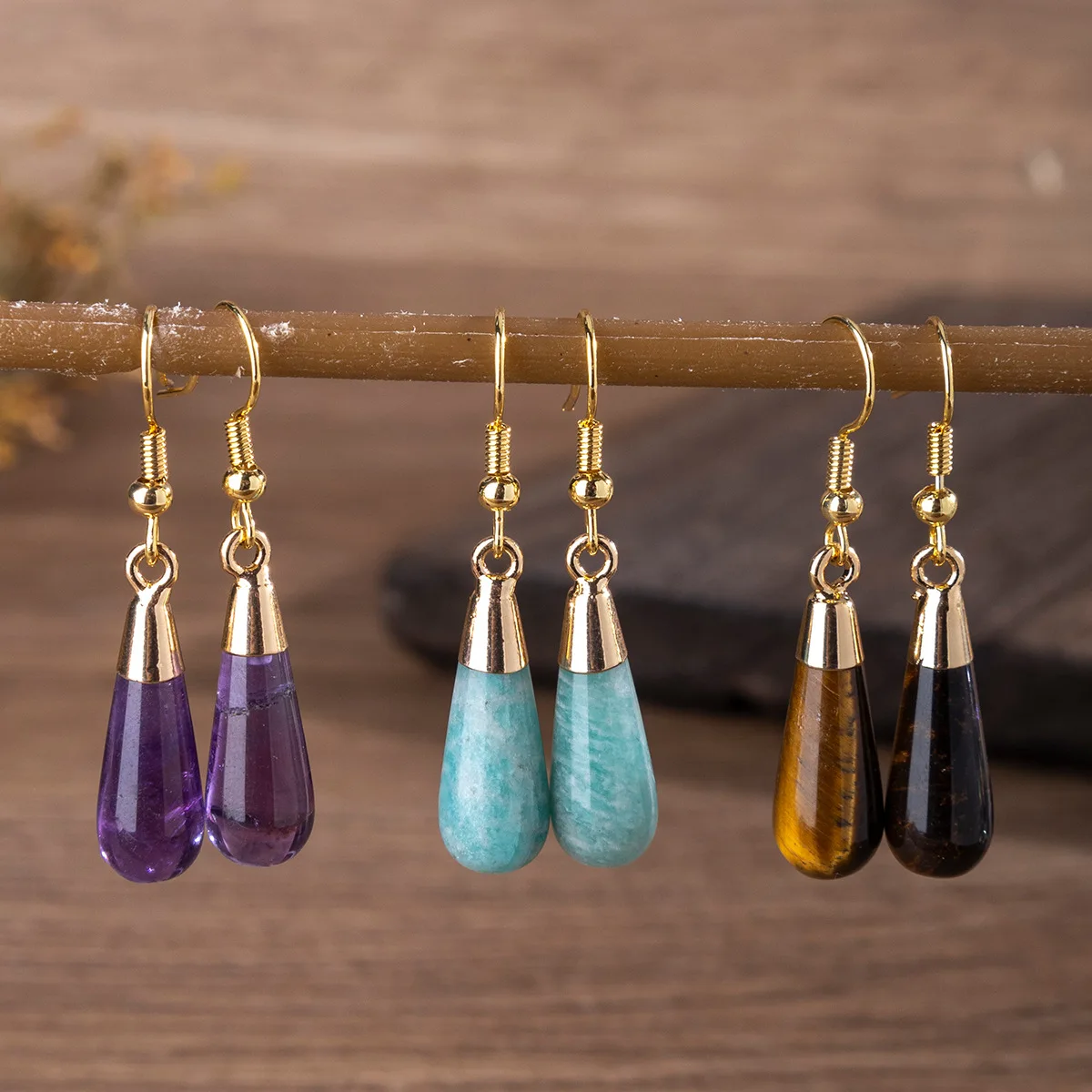

Natural Amethyst Lapis Lazuli Crystal Earrings High Grade Luxury Temperament Dangle Earrings Women Elegant Party Fine Jewelry