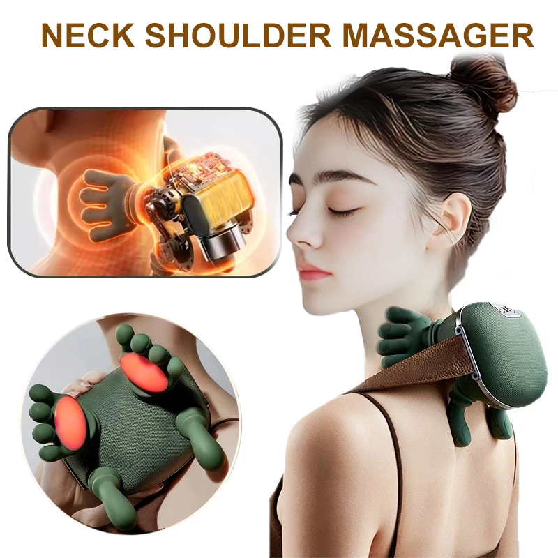 

Bionic Neck Shoulder Massager Heated Back Massagers Electric Kneading Muscles Massage Pillow Neck Waist Leg Body ﻿3-Level Modes