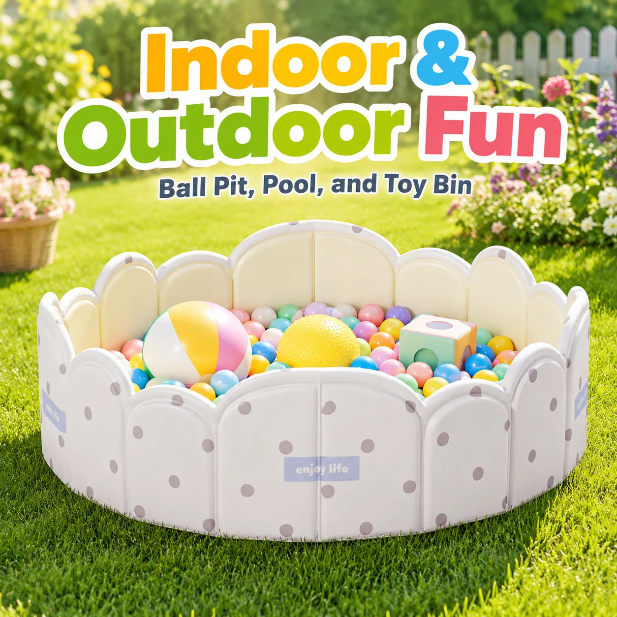 Foldable Play Pool Ball Pit Soft Foam Indoor Play Zone Portable Toy Storage Pool Waterproof Easy Clean Fence