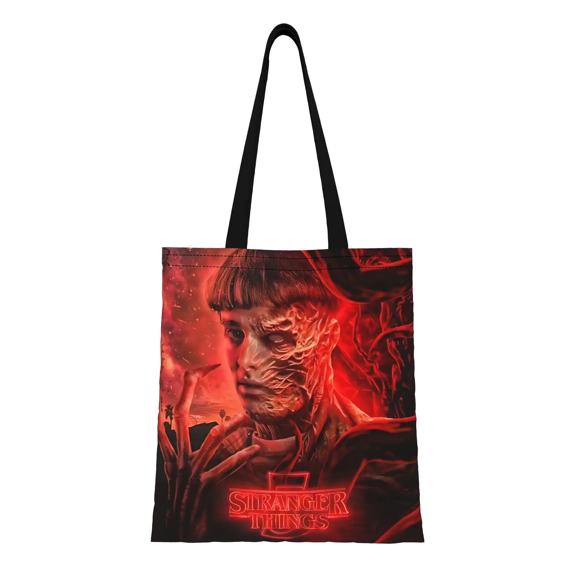 

1PC funko stranger things Reusable Double Sided Canvas Tote Bag Shoulder Handbag