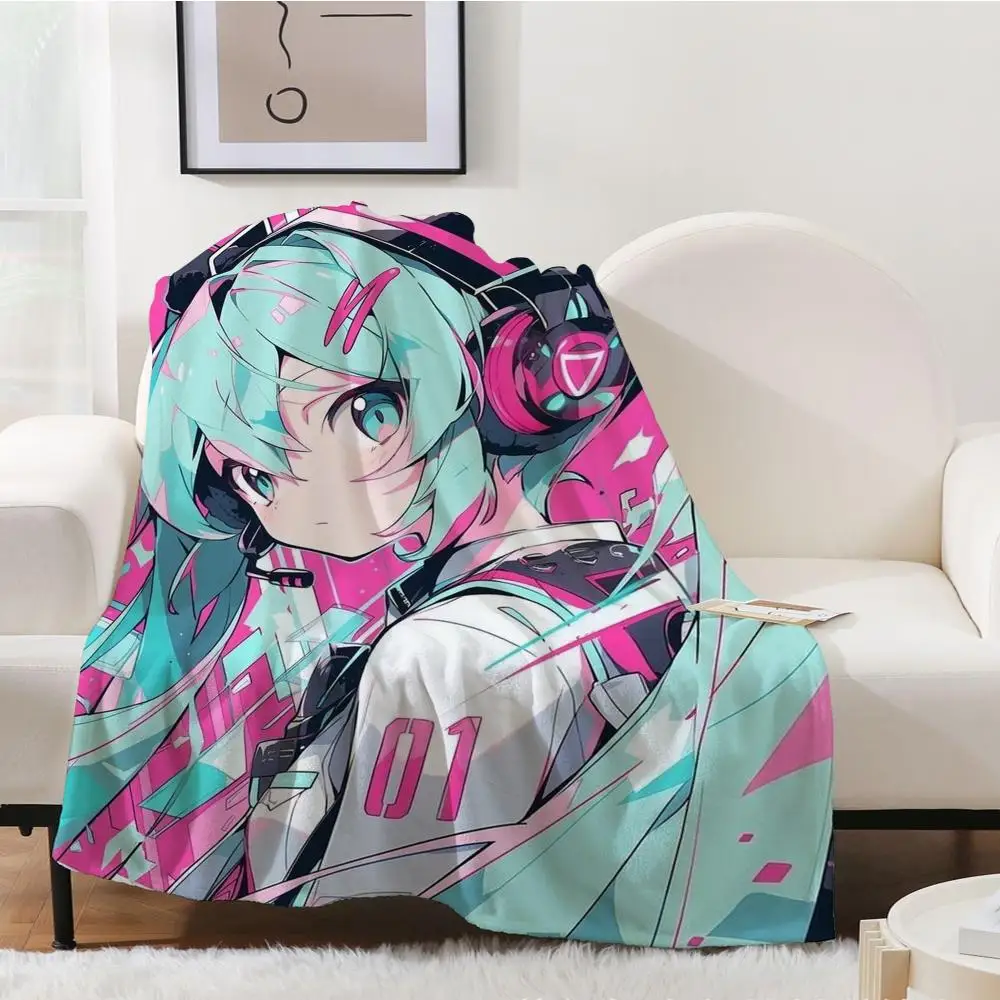 

001 персонализированное одеяло Kawaii для девочек, эстетическое художественное фланелевое одеяло, портативное домашнее путешествие, кемпинг, диван, утолщение для пикника