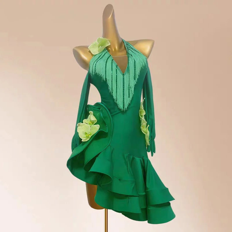2025 ใหม่เต้นรําบอลรูม Professional ชุดเดรสหญิงละตินเต้นรํา Fringed เครื่องแต่งกายเด็กมาตรฐานแห่งชาติ Latin Dance 12661