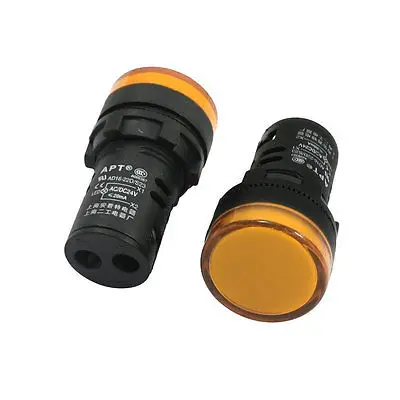 2Pcs 22mm AC DC 24V Yellow LED Cylindrical Signal Pilot Lamp Light