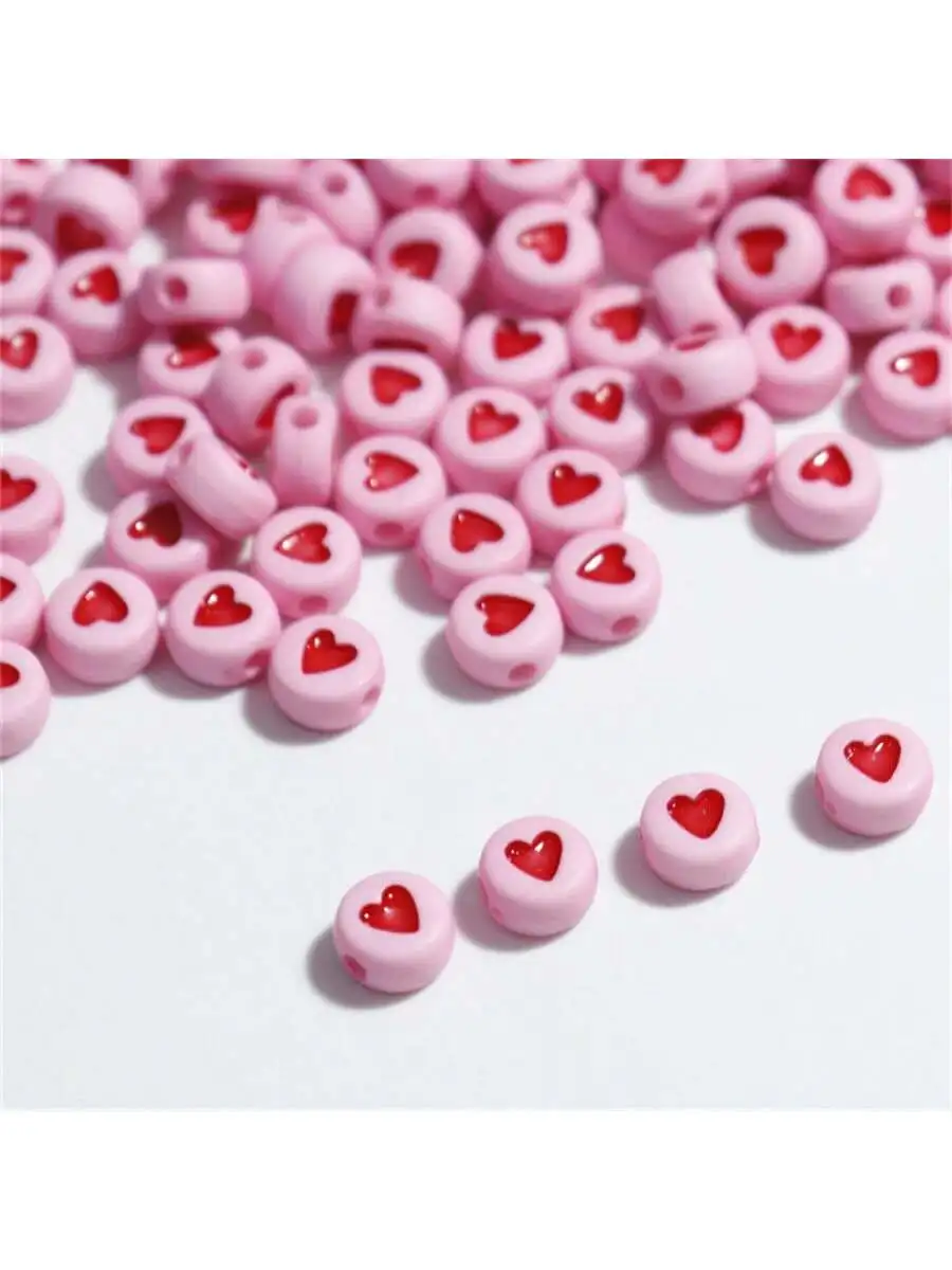 7 * 4mm Peach Heart, Letter Beads, DIY Jewelry Making, Handmade, Necklace, Phone Chain. Festival, Valentine's Day