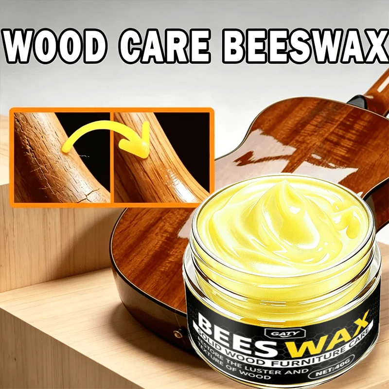 Beeswax Wood Wax Protectant Non-Sticky Enhances Shine Durability Natural Food Safe Cabinets Stairs Cutting Boards