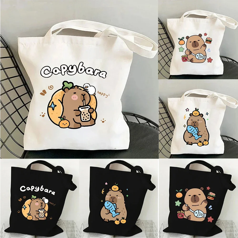 Bolsos de hombro con estampado de capibara, bolso de mano para estudiantes, bolso de compras de gran capacidad para mujer, bolso de compras estilo Harajuku