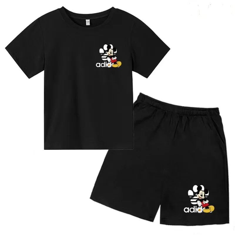 

Kids Clothing Classics Anime Mickey Mouse T-shirt Summer Cool Short-sleeved+Shorts Boys Girl Toddler 3-12Years Sports Casual Set