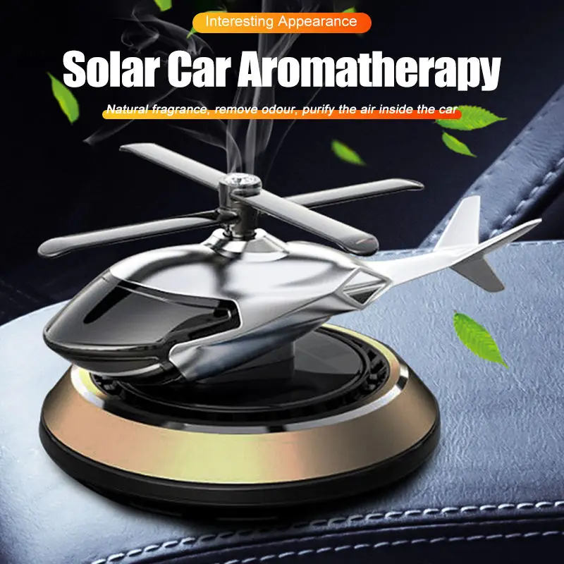 

Car Solar Automatic Rotating Air Freshener Car Dashboard Camouflage Helicopter Perfume Decoration Remove Odor Aromatherapy