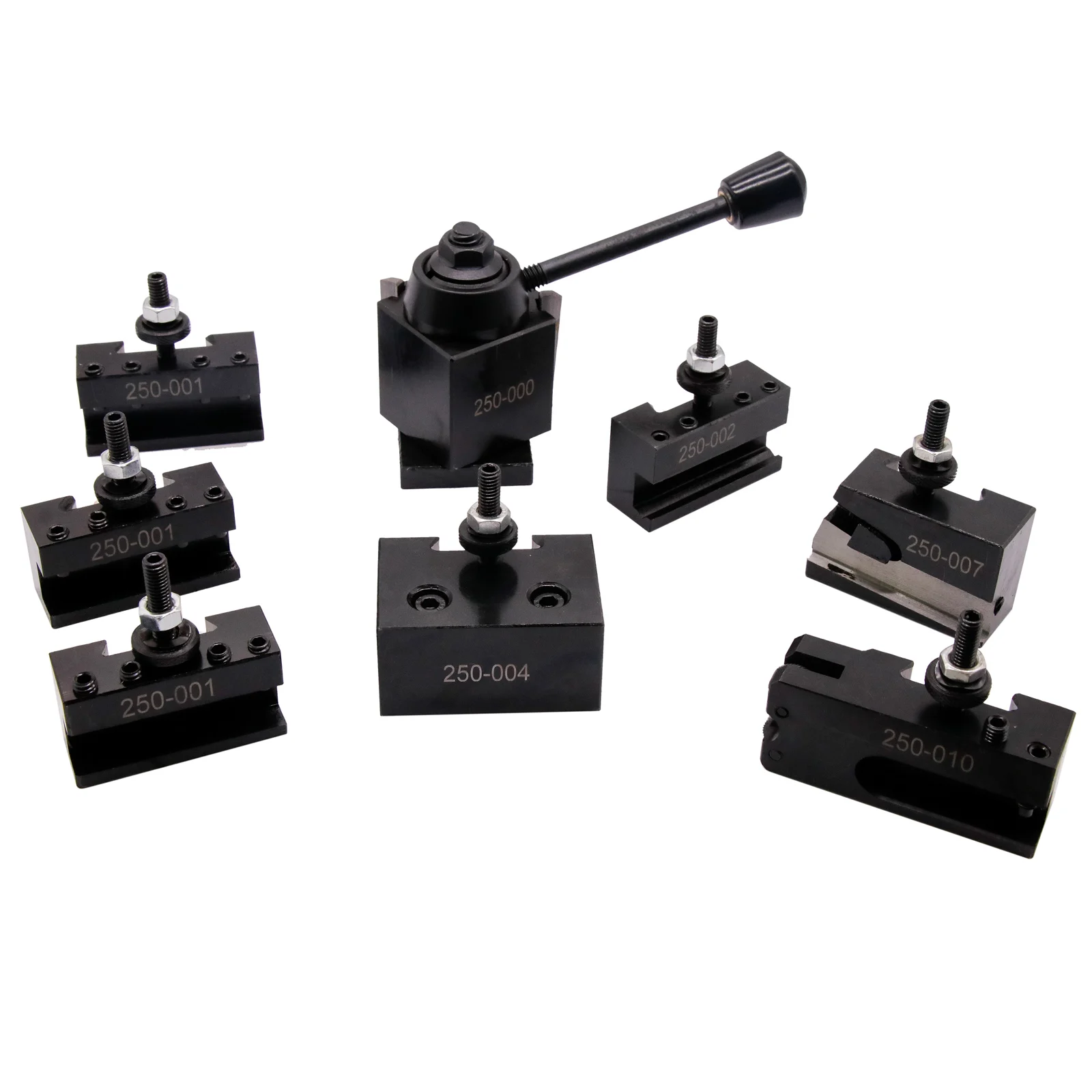 8Pcs OXA Wedge Type Quick Change Tool Post 250-000 Set Plus 2 extra 250-001 Lathe Holders for For Mini Lathe 6-9\