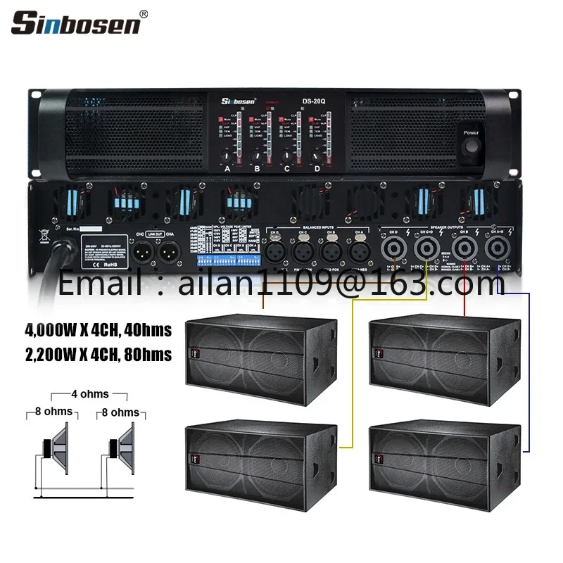 4000 Watts Sound 4 Channel Professional Audio Power Amplifier 10000w