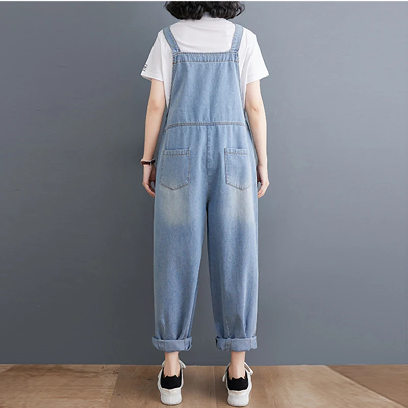 Loose Wide Leg Women's Jeans Jumpsuits and Rompers Casual Streetwear Oversized Denim Overalls Woman Dungarees Baggy Cargo Pants