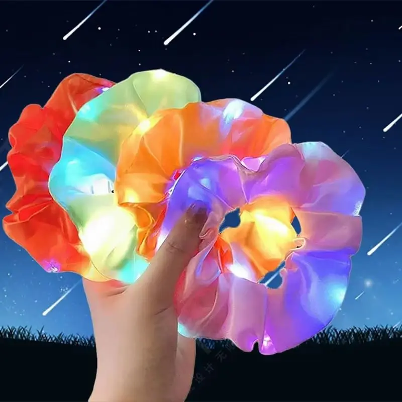 2024 Christmas Light Up LED Hair Tie Hair Decoration Color Hair Scrunchie Christmas Gift For New Year Xmas Party Nightclub Decor