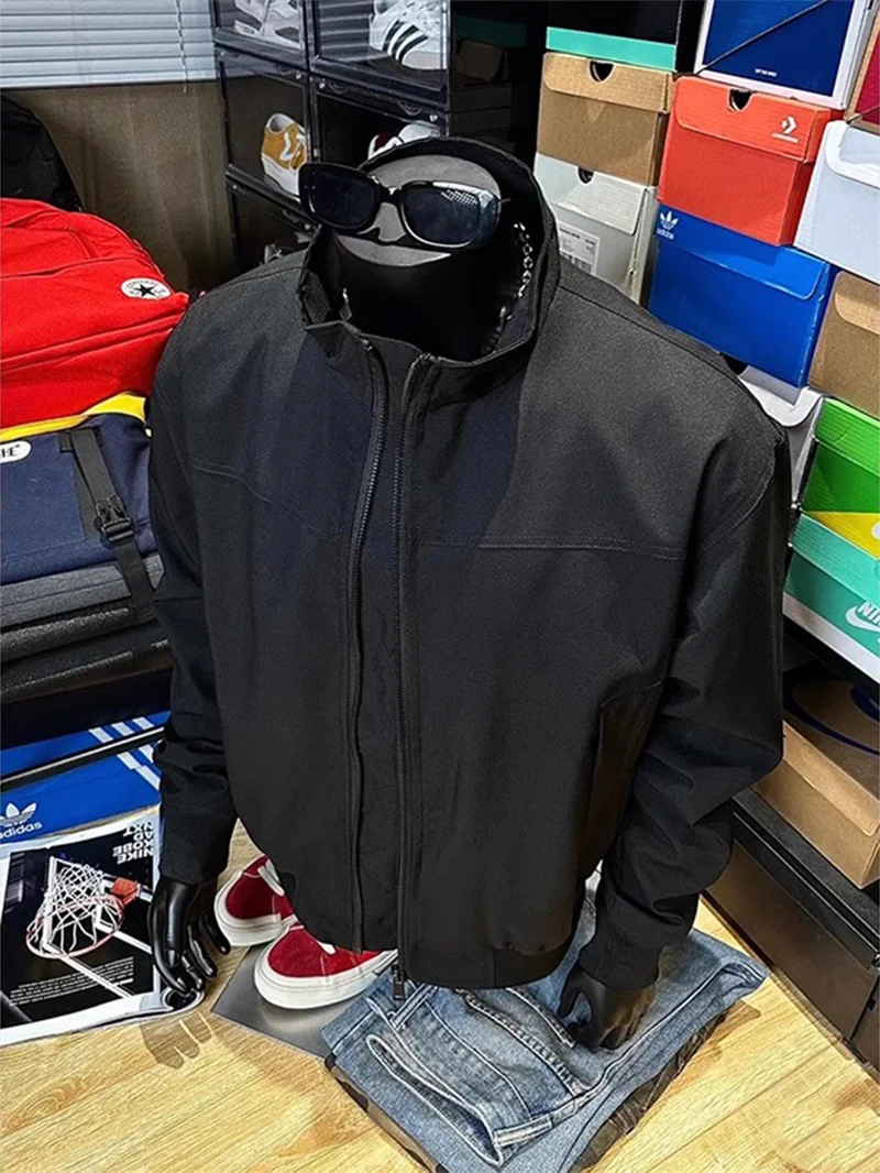 

Men's ort Flight Jaet MA American Sle Stand Collar Autumn Winter Faionable Polyester Nylon Cosite Fiber Jaet