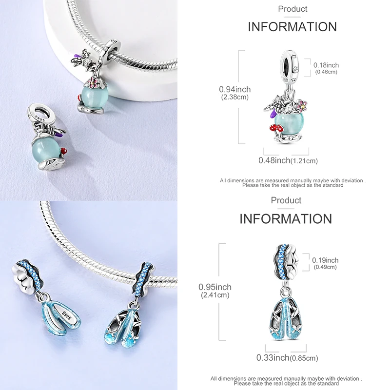 925 Sterling Silber Charm-Perlen Leuchtturm Walhai Meerjungfrau Kunstpalette Axolotl Glühwürmchen DIY Armband Halskette Geschenk für Frauen – Detail 20