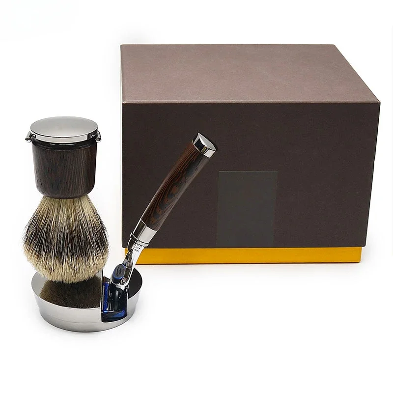 Роскошный подарочный набор для бритья, 1 шт., набор для бритья с деревянной ручкой, лезвие, бритва, набор для ухода за бородой