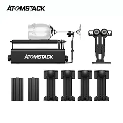 Atomstack R3 Pro Rotary Roller 360° Rotating Engraving Axis 8 Angle Adjustments with Separable support module Extension Towers