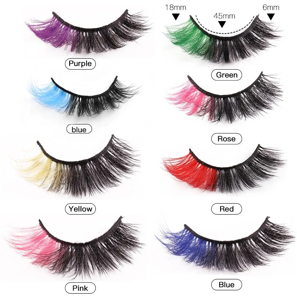 

8-Pair Set Colorful False Eyelashes Synthetic Mink Reusable Faux Eyelashes Dramatic Cosplay Mink-Like Lashes Performance