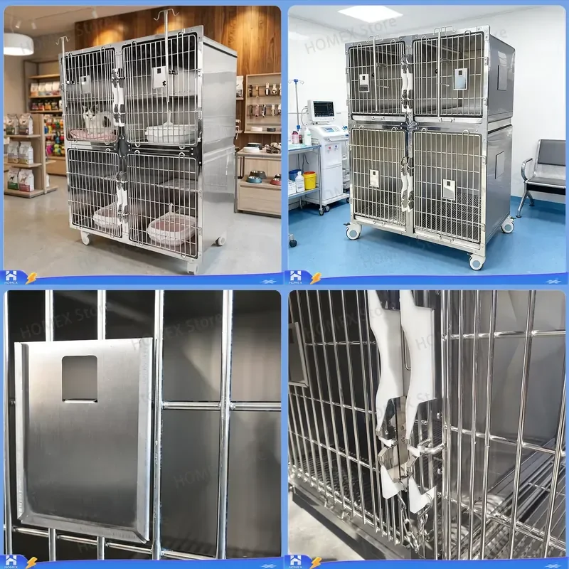 Heavy Duty Stainless Steel Dog Crate Medium Size Portable Pet Kennel Waterproof Anti Bite Collision Proof Thickened Metal