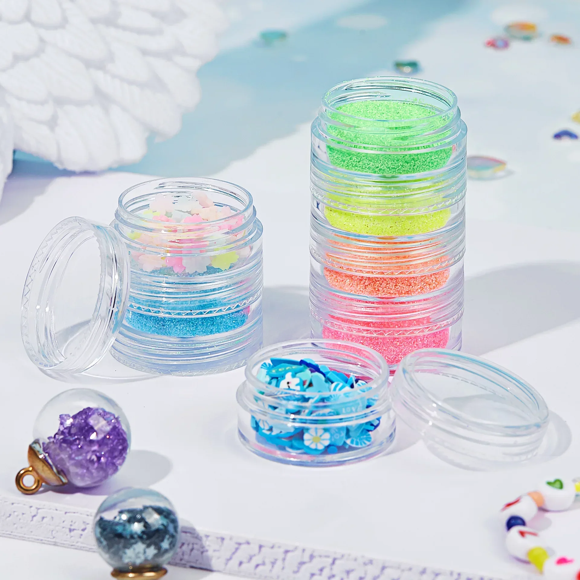 Seven-layer one-piece bottle glitter powder nail art jewelry slime accessories eye makeup nail polish glue material