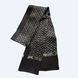 100% lenço de seda paisley masculino vintage longo dupla camada neckerchief cravat elegante preto cinza