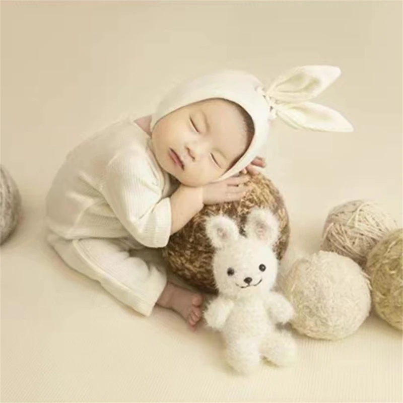 B2EB Baby Fiber Photo Photography Prop Outfits 3pcs Newborn Photo Prop Romper Hat set Costume Infant Accessories Durable