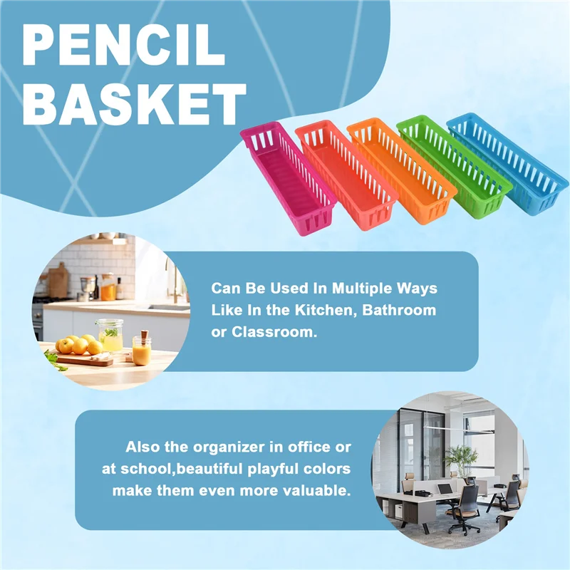 

Suitable Classroom Pencil Organizer Pencil Basket Or Crayon Basket, Variety Colors, Random Colors (10 Pack)