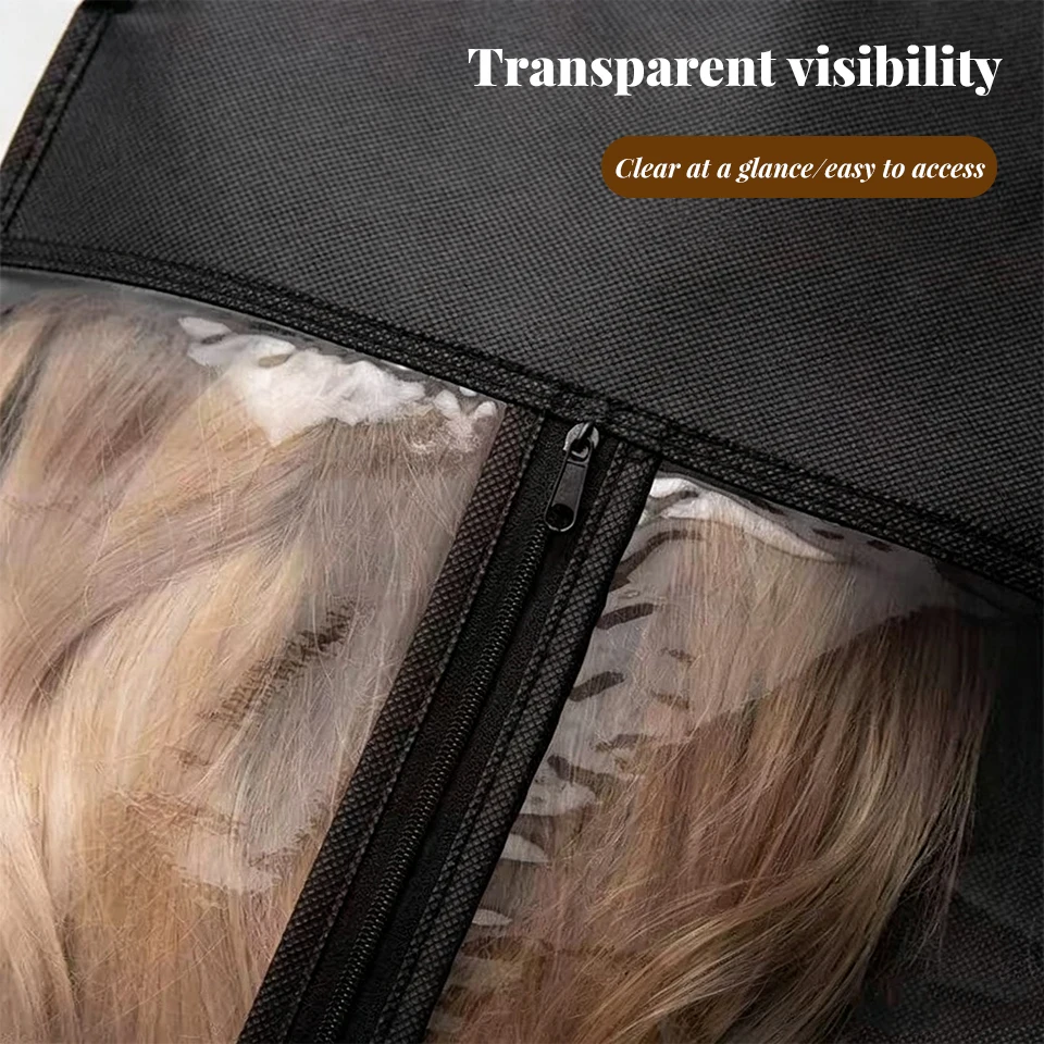 Wig storage dust cover hanging wig storage bag suitable for travel cosplay anime exhibitions hair salons wig display and storage